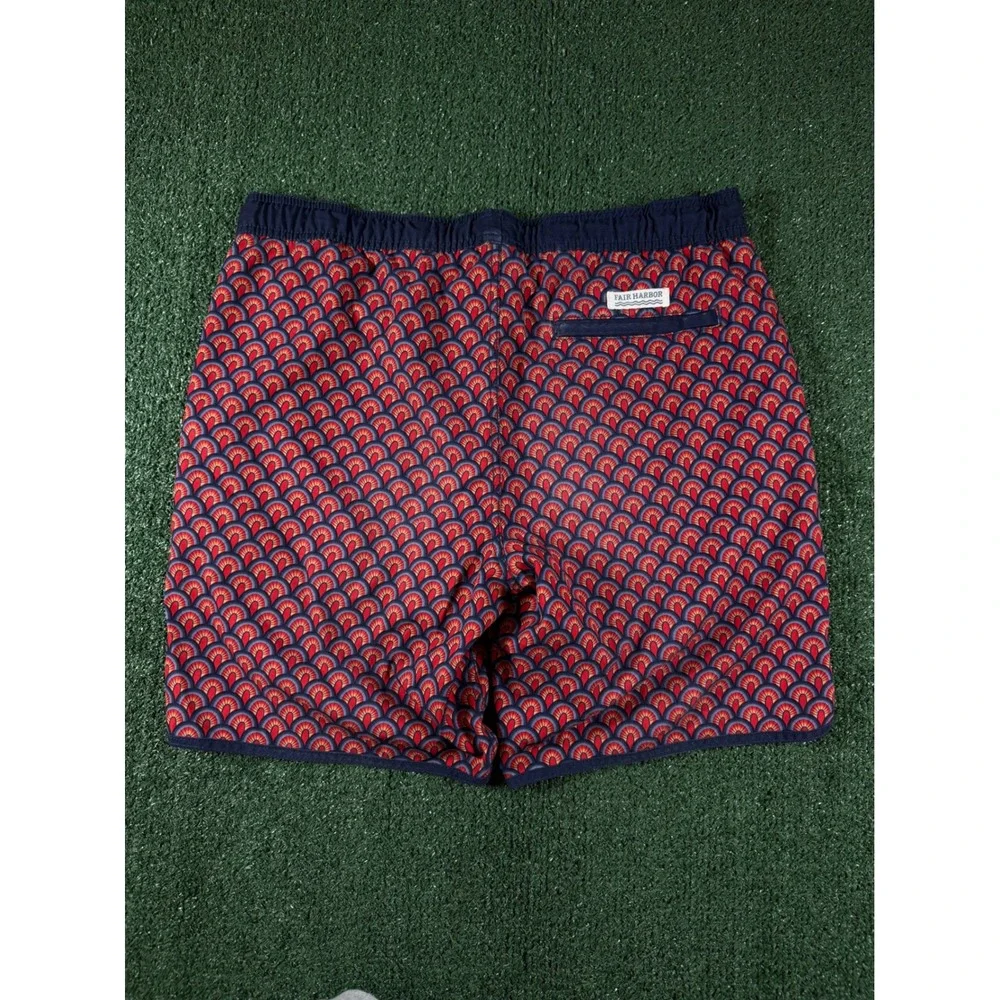 Lot of 2 Fair Harbor Swim Shorts Men S Blue Red Recycled Geometric Bundle